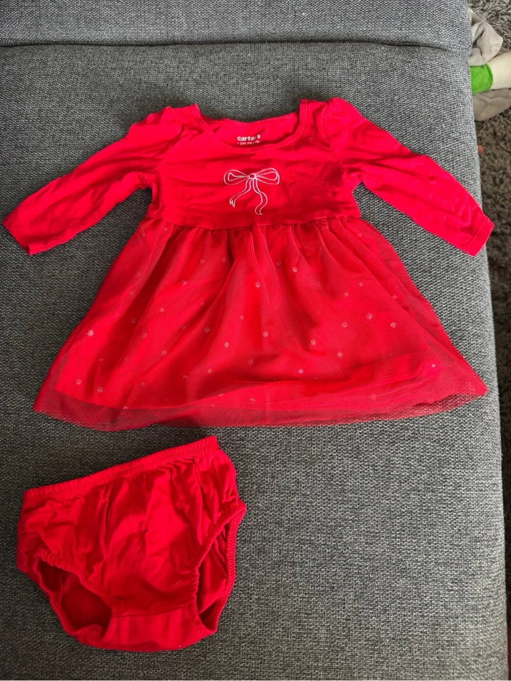 6M Carter's Red Long Sleeve Tulle Dress with Bloomers